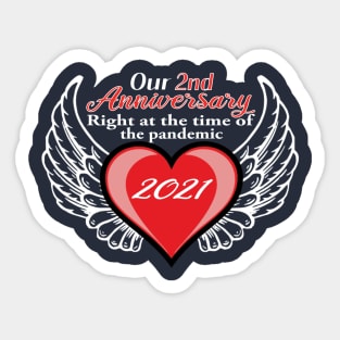 2nd Anniversary pandemic 2021 winged heart Sticker